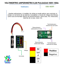 VOLTIMETRO AMPERIMETRO 0,28 PULGADAS 100V 100A