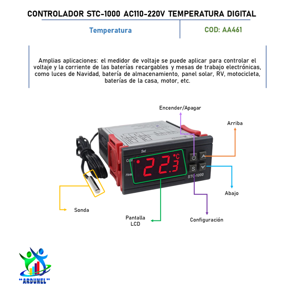 Termostato Digitale Stc1000 110 - 220v Sonda Riscaldamento