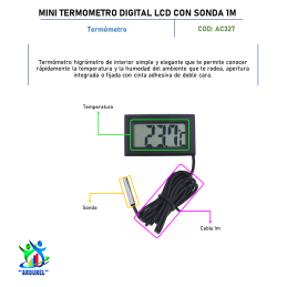 MINI TERMOMETRO DIGITAL LCD CON SONDA 1M