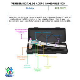 VERNIER DIGITAL DE ACERO INOXIDABLE 15CM