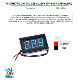 VOLTIMETRO DIGITAL 0.56" AC220V 70V - 500V 2PIN (AZUL)