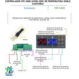 CONTROLADOR STC-3008 AC110V-220V DE TEMPERATURA DOBLE AJUSTABLE