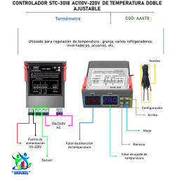 CONTROLADOR STC-3018 AC110V-220V DE TEMPERATURA DOBLE AJUSTABLE