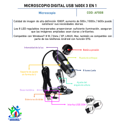 MICROSCOPIO DIGITAL USB 1600X/ 3 EN 1