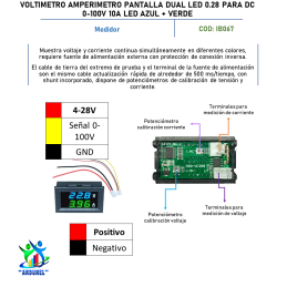 PANTALLA DUAL LED 0.28 PARA DC0-100V 10A AZUL/VERDE