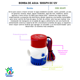 BOMBA DE AGUA 500GPH DC12V