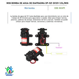 MINI BOMBA DE AGUA DE DIAFRAGMA DP-521 DC12V 3.5L/MIN