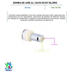 BOMBA DE AIRE AL VACIO DC12V 15L/MIN