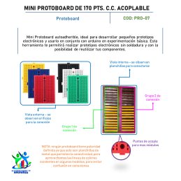 MINI PROTOBOARD DE 170 PTS. C.C. ACOPLABLE