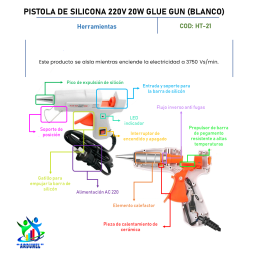 PISTOLA DE SILICONA 220V 20W GLUE GUN (VARIA COLOR)