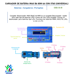 CARGADOR DE BATERÍA IMAX B6 80W 6A CON XT60 (UNIVERSAL)