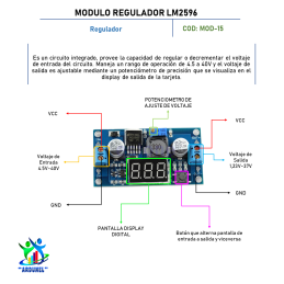 MODULO REGULADOR LM2596 3A CON LED VOLTÍMETRO (ALTA CALIDAD)