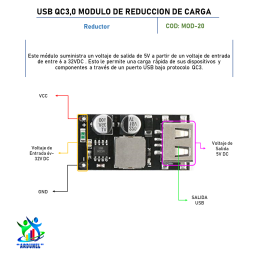 USB QC3.0 MÓDULO DE REDUCCIÓN DE CARGA DE 6-32V, 9V, 12V, 24V