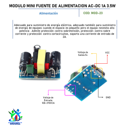 MÓDULO MINI FUENTE DE ALIMENTACIÓN AC-DC 220V A 5V 1A (3.5W)