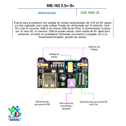 MODULO FUENTE PROTOBOARD MB102 3.3V-5V