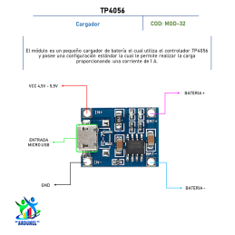 MODULO TP4056 1A CARGADOR BATERÍA DE LITIO MICRO USB