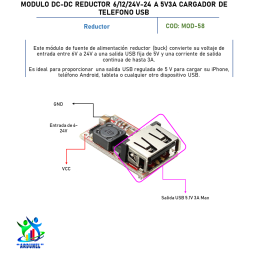 MÓDULO DC-DC REDUCTOR, 6-24V, 12V 24V A 5V3A CARGADOR DE TELÉFONO USB