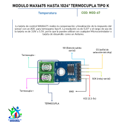 MÓDULO MAX6675 SENSOR DE TEMPERATURA HASTA 1024 GRADOS TERMOCUPLA TIPO K