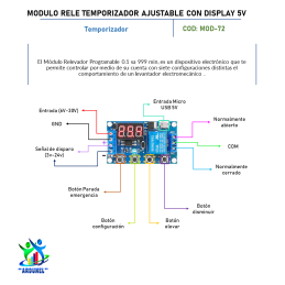 MODULO RELE TEMPORIZADOR AJUSTABLE CON DISPLAY 5V