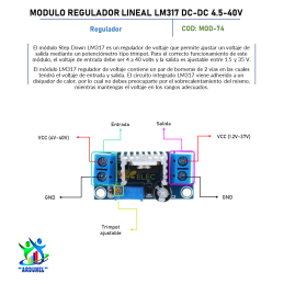 MODULO REGULADOR LINEAL LM317 DC-DC 4.5 ~ 40V GIRE 1.2- 37V REDUCTOR AJUSTABLE