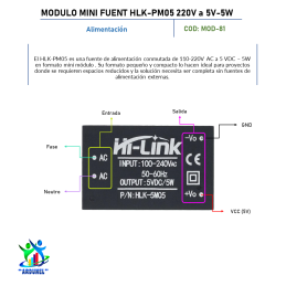 MODULO MINI FUENTE HLK-5M05 220V A 5V 5W