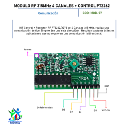 MÓDULO RF 315MHZ 4 CANAL + CONTROL REMOTO PT2262