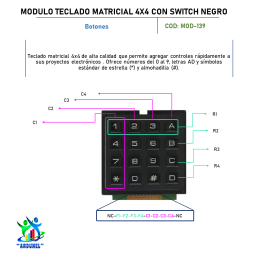 MODULO TECLADO MATRICIAL 4X4 CON SWITCH NEGRO