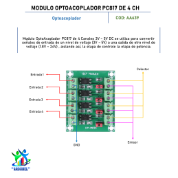 MODULO OPTOACOPLADOR PC817 DE 4 CANALES