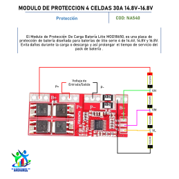 MODULO DE PROTECION 4 CELDAS 30A 14.8V 16.8V