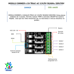 MODULO DIMMER 4 CANALES TRIAC AC 3.3V/5V 50/60HZ 220V/110V