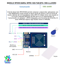 MODULO RFID 13.56MHZ MFRC-522+TARJETA S50+LLAVERO