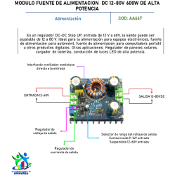 MODULO FUENTE DE ALIMENTACIÓN DC12-80V 600W DE ALTA POTENCIA