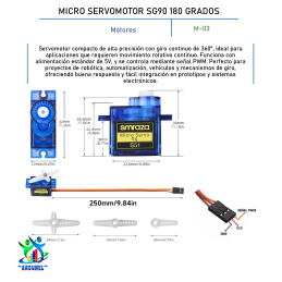 MICRO SERVOMOTOR SG90 180 GRADOS (ALTA CALIDAD)