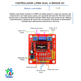 CONTROLADOR L298N DUAL H BRIDGE DC Y MOTOR PASO A PASO 2A