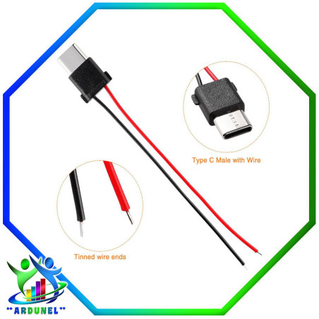 CONECTOR USB-C MACHO 2PIN 70MM