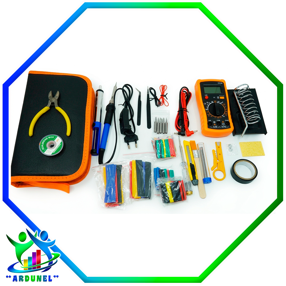 KIT DE SOLDADURA REGULABLE ON/OFF 60W 220V CON MULTIMETRO A830L DE 188 PIEZAS