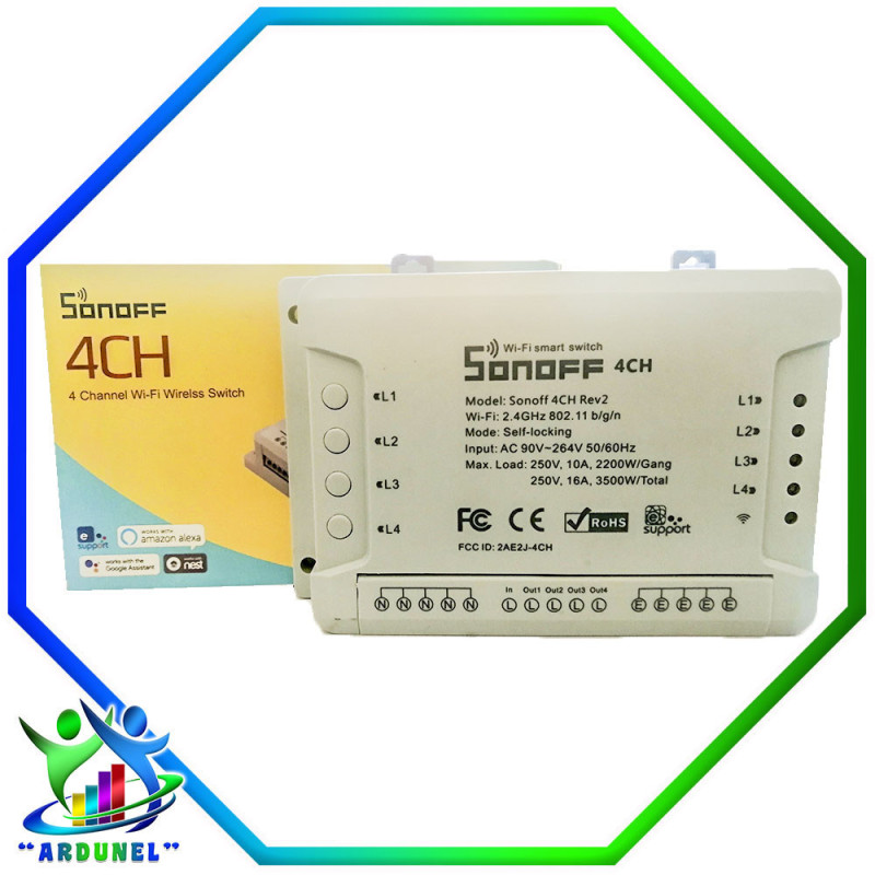 SONOFF 4CH R2 (INTERRUPTOR WIFI DE 4 CANALES) 10A